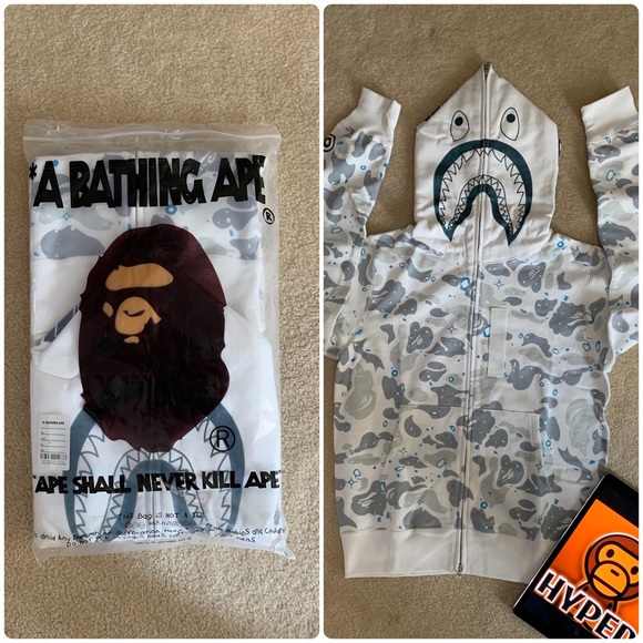 Bape Other - SOLD Bape A Bathing Ape White Galaxy Shark Hoodie